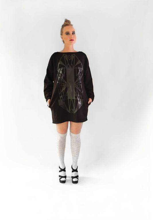 Vietto Urban Art deco mekko musta & musta