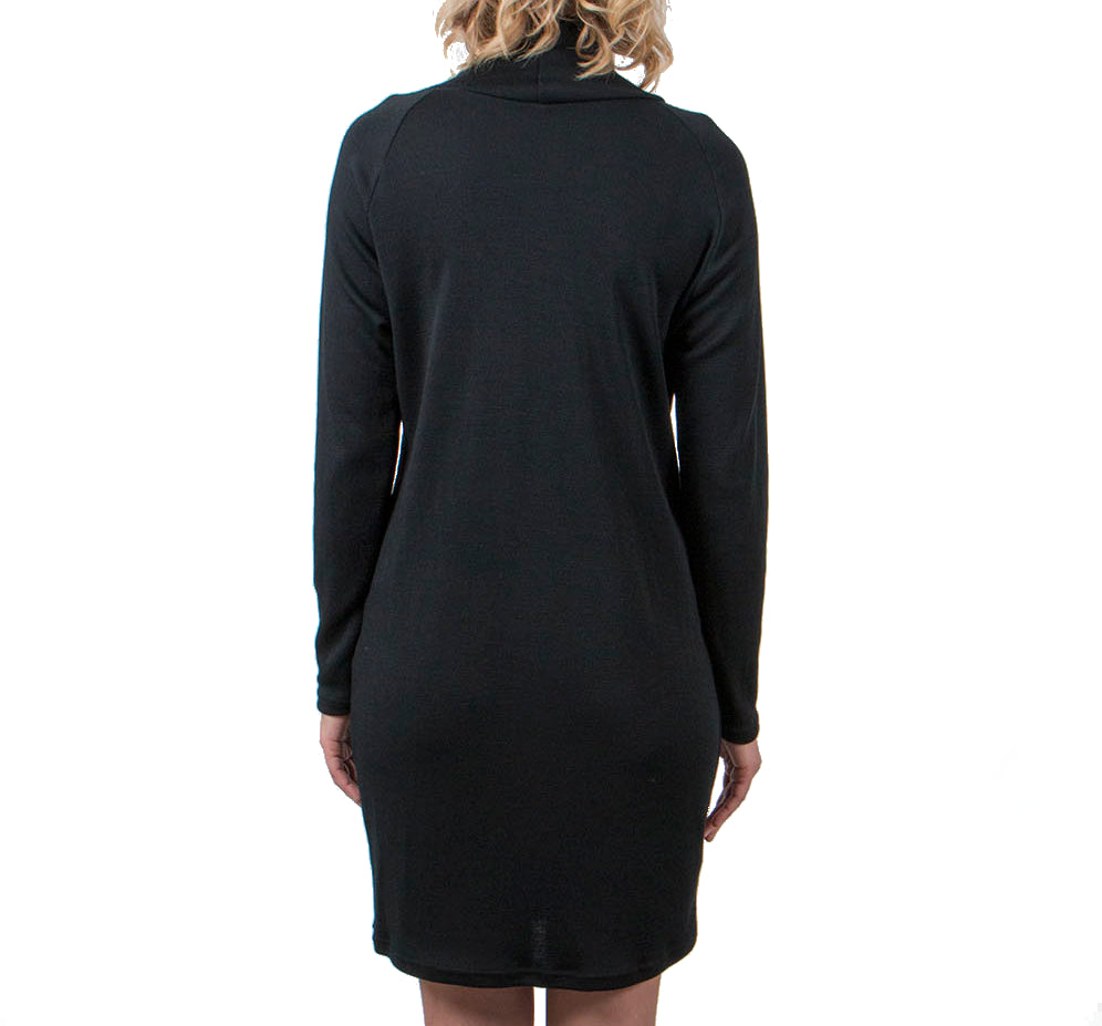 Vietto merino wool polo neck dress black