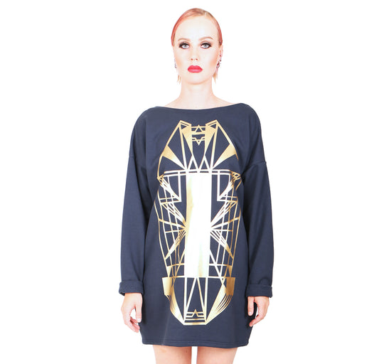 Vietto Urban Art deco mekko sininen & kulta