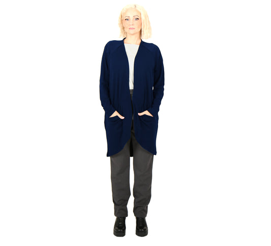 Vietto merinovillainen taskuneuletakki tummansininen